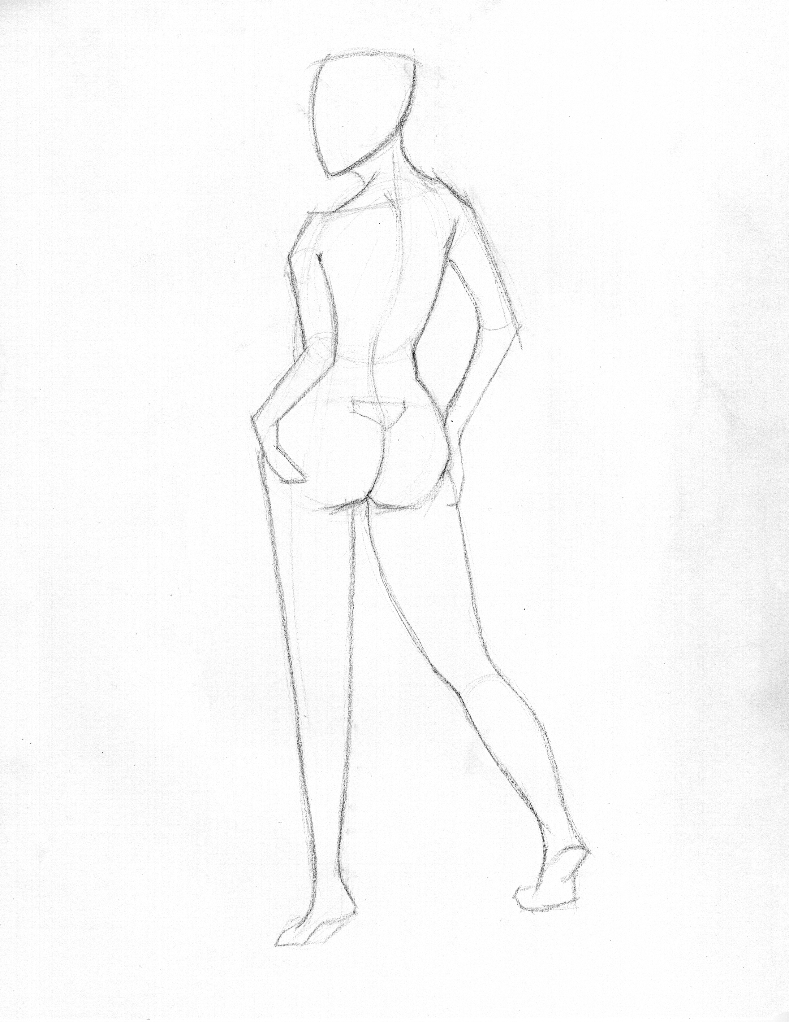 Gesture drawing example showing the overall action of the pose