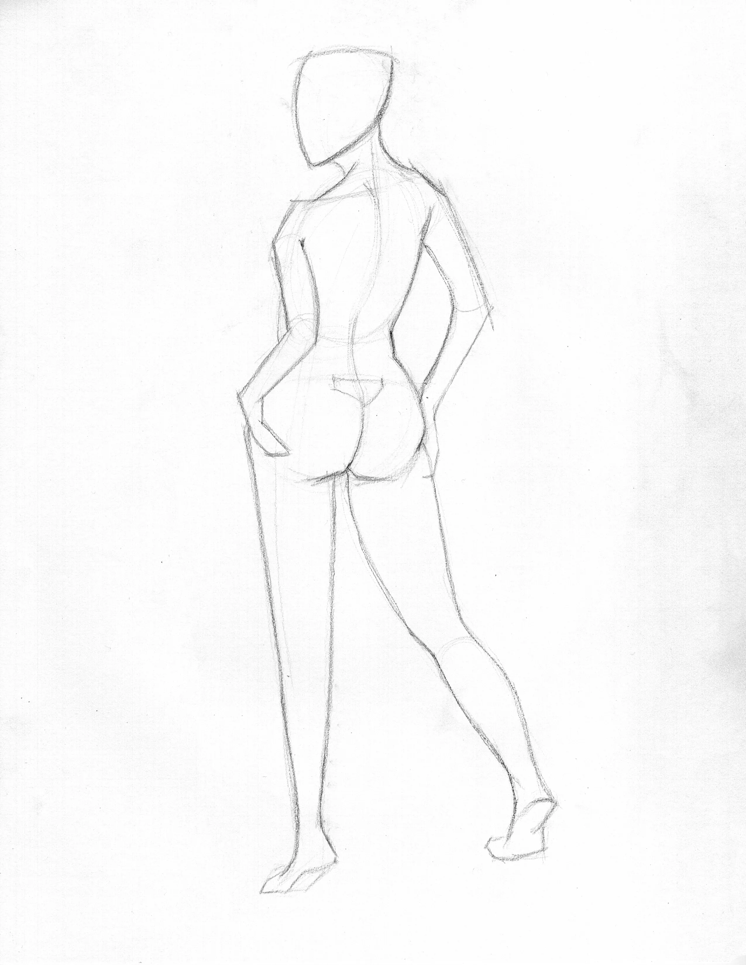 Gesture drawing example showing the overall action of the pose