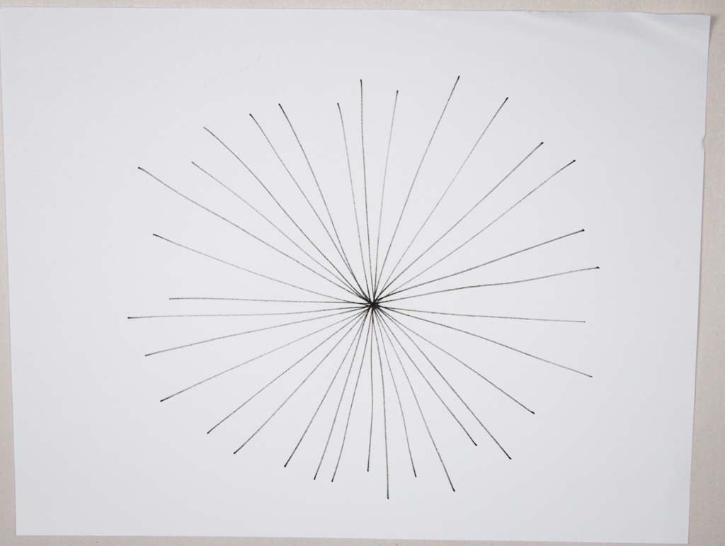 Straight pencil lines radiating from a shared central point in a starburst pattern.