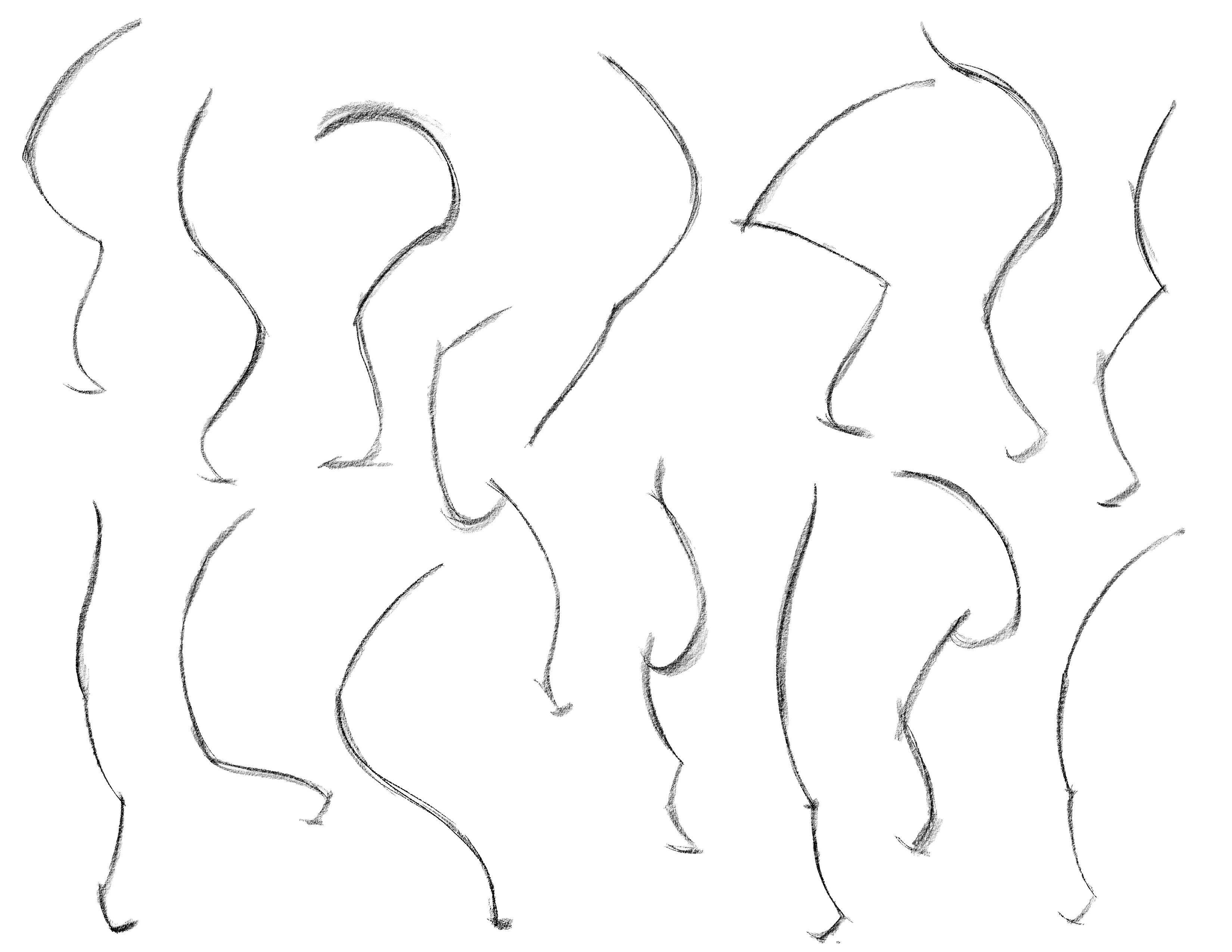 Line of action drawing example showing flowing gesture lines through the figure