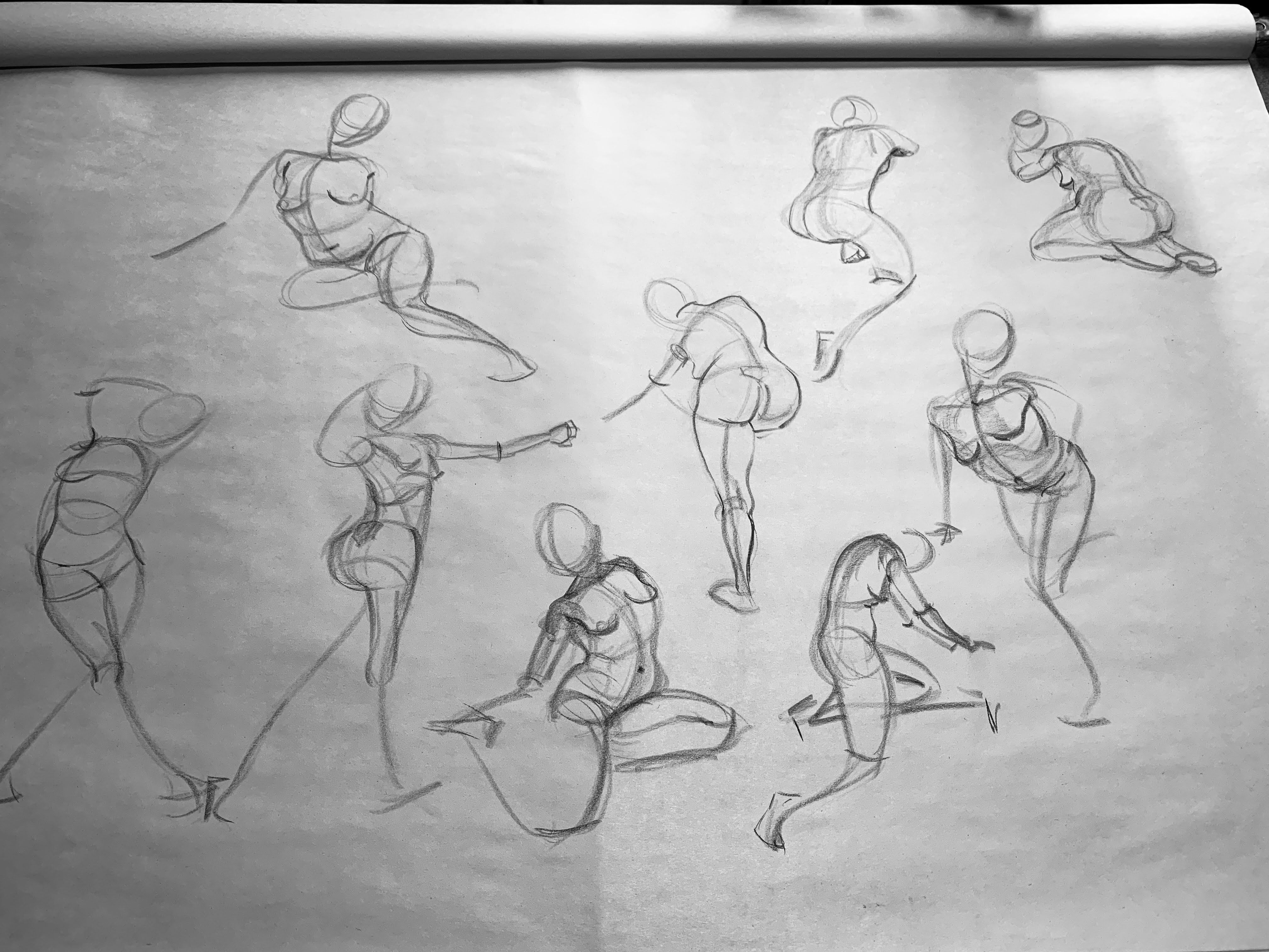 Line of action gesture sketch of a figure