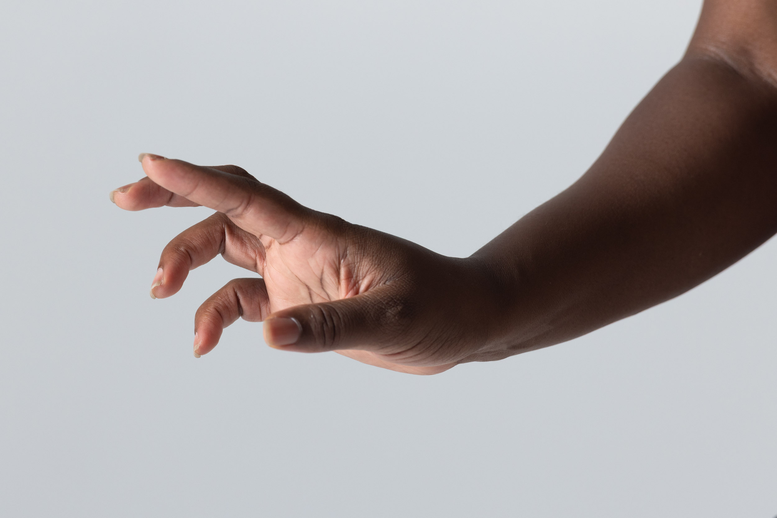 Forearm and clenched hand reference crop for studying simplified shape design